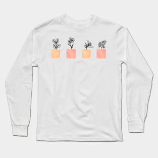 watercolor pot aesthetic plants set design illustration. Long Sleeve T-Shirt